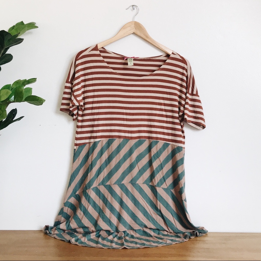 Downeast high low striped blouse